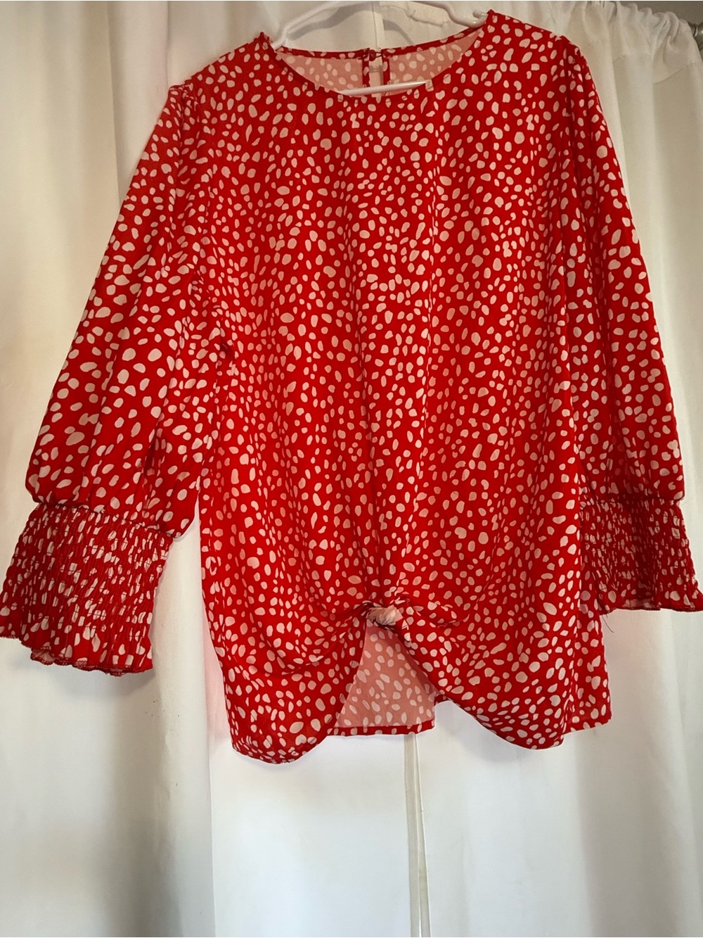 SHEIN Orange and White Polka Dot Long Sleeve Blouse.  ‼️5/$25‼️